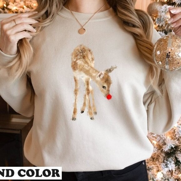 Dominique
B Other - Christmas Reindeer Sweatshirt Christmas Sweater Holiday Party Gift .